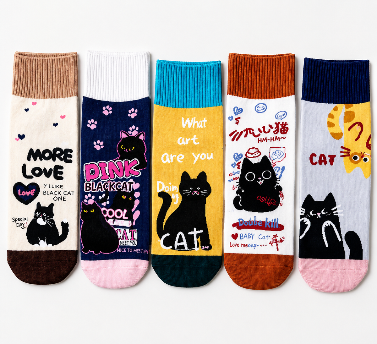 5 Pares de Calcetines de Gatos para Mujer